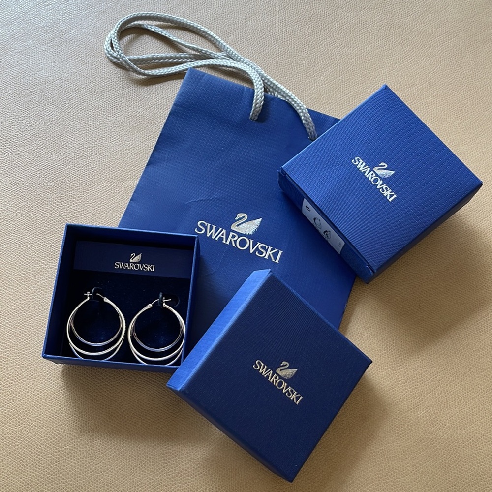 SWAROVSKI crystal triple-layer hoop-style NEW earrings